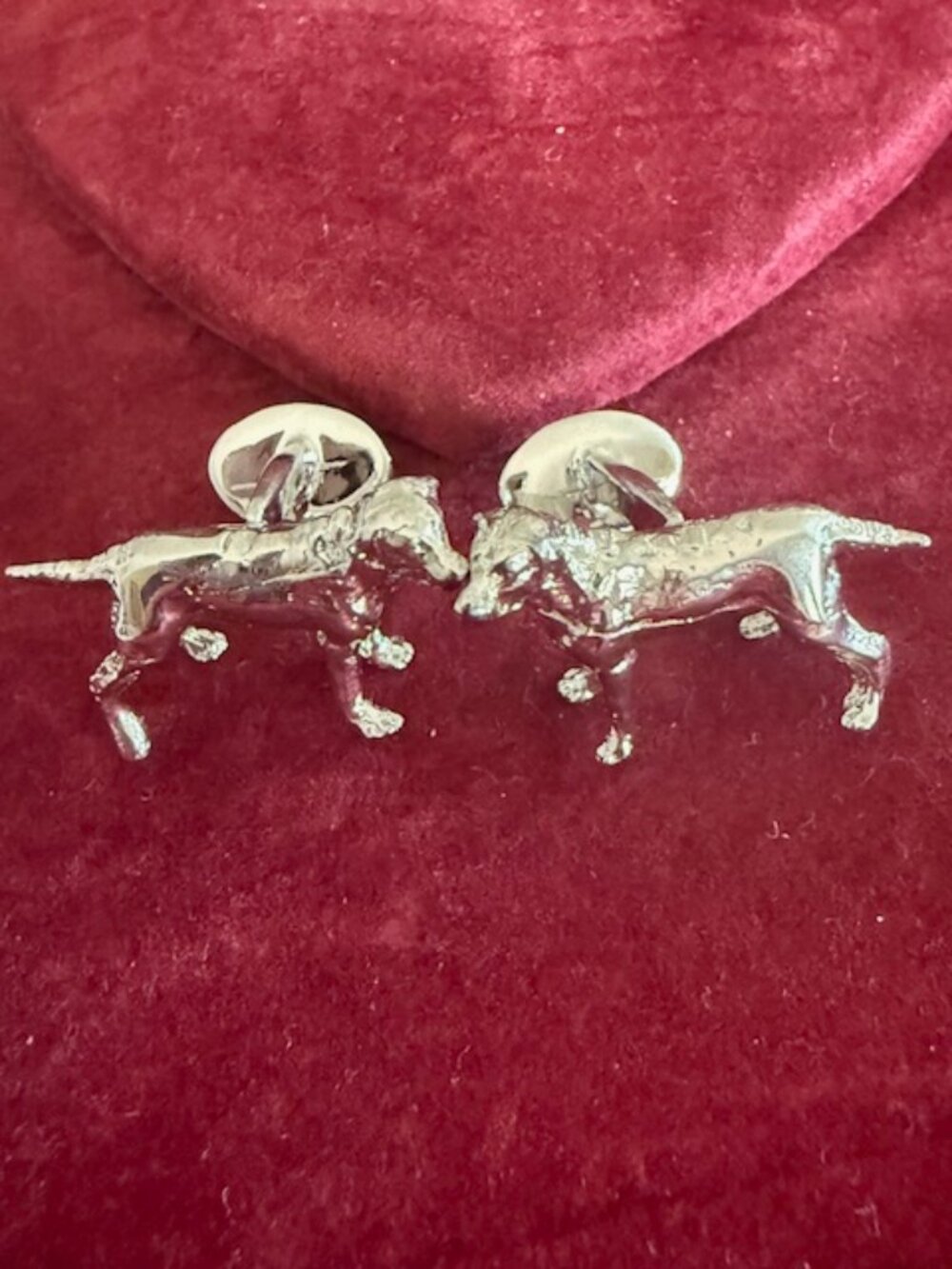 VINTAGE Silver Tone Dogs Cuff Links